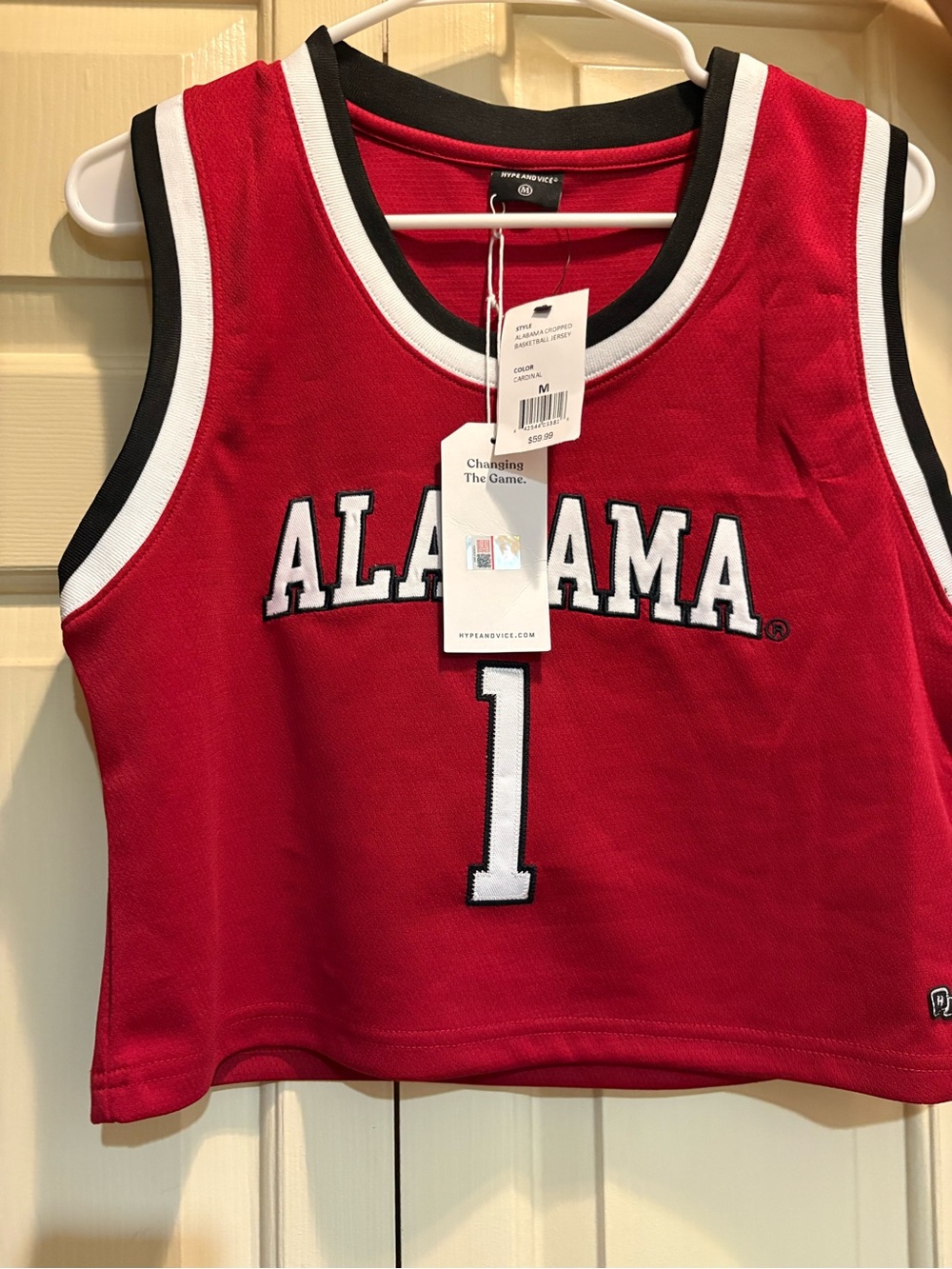 Alabama Red Cropped Jersey Tank Top - Women